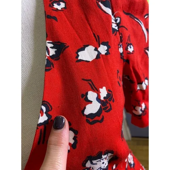 Veronica Beard Joia Red Multi Floral Print V-Neck Midi Dress Women's Size 2 - Picture 12 of 12